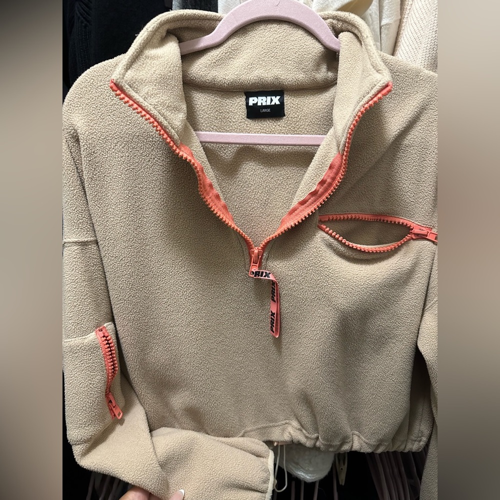 Prix Workshop Tan Quarter Zip Sweater